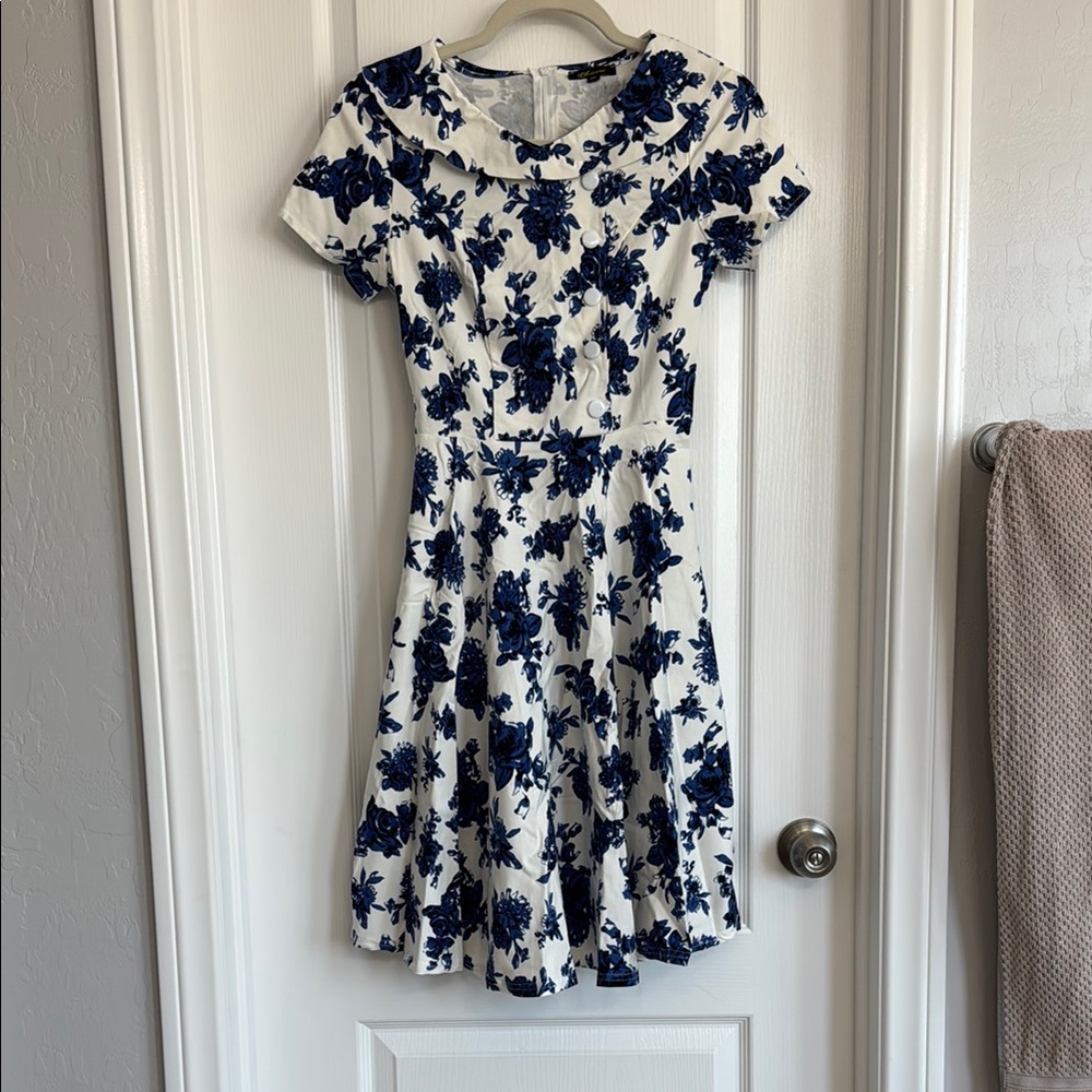Floral Blue and White Dress